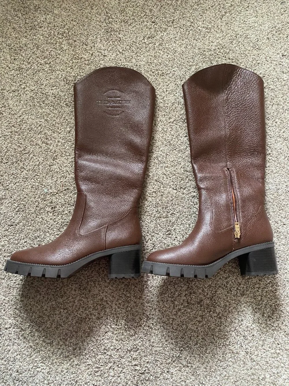 Coach Women's Julietta Leather Boot Knee High, Walnut, 7